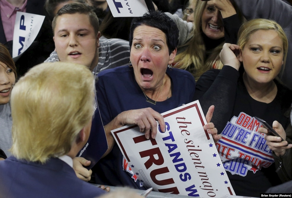 Robin Roy sent the Internet into meltdown when this photo of her encounter with U.S. presidential candidate Donald Trump during a January campaign rally was captured by Reuters photographer Brian Snyder. The image spawned numerous memes and montages. Roy told the Boston Globe that, at first, the attention the image created was upsetting. "But now, you know what? I love Trump so much, that I really don’t care what people think," she said of her run-in with the future president-elect. "I hope he comes through with most of his promises and brings this country together to stop the political nonsense."