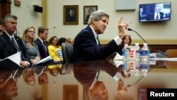 U.S. Secretary of State John Kerry testifies on agreements over Iran's nuclear programs before the House Foreign Affairs Committee on Capitol Hill in Washington on December 10.