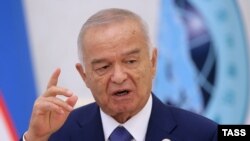 Uzbek President Islam Karimov talks to media following a summit of the Shanghai Cooperation Organisation (SCO) in Tashkent, in June.