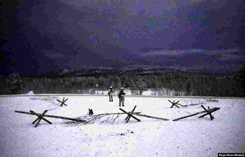 Norwegian soldiers at dusk during an exercise called Reindeer 2. Some 3,000 Norwegian troops and 650 U.S. Marines took part in the maneuvers.