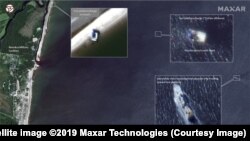 Еще одно спутниковое изображение Maxar, которое, по-видимому, свидетельствует о взрыве на полигоне.