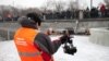 An AirPano drone being deployed during protests on Moscow's Bolotnaya Square in December 2011.