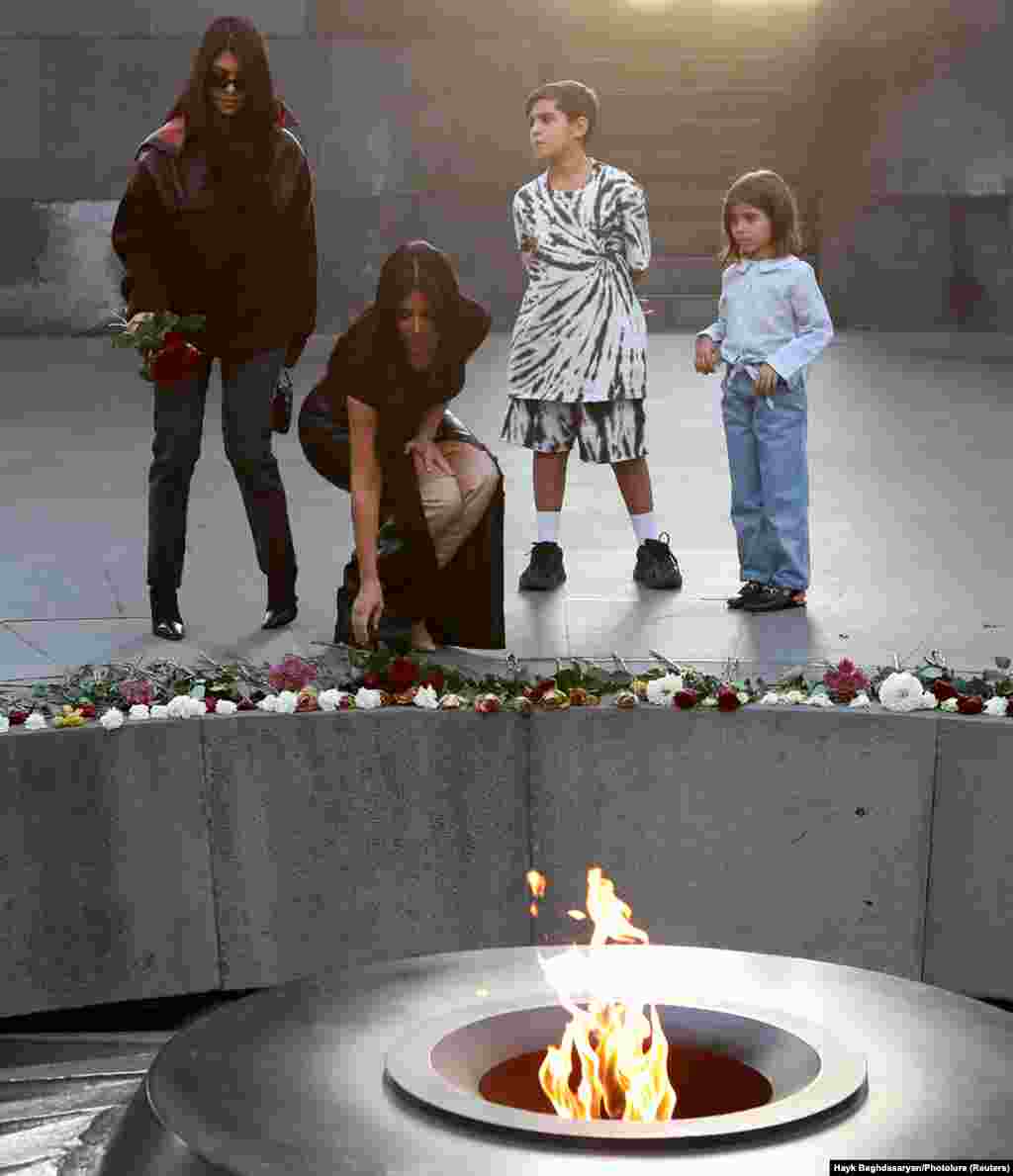 The stone monument and its eternal flame commemorates the mass slaughter and deportation of up to 1.5 million Armenians by Ottoman Turks during the World War I-era.