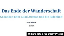 Coperta cărţii antisemite a lui Horst Mahler (Sfîrşitul călătoriei)