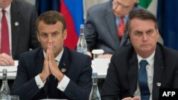 Francuski predsednik Emmanuel Macron i brazilski predsednik Jair Bolsonaro, arhivska fotografija