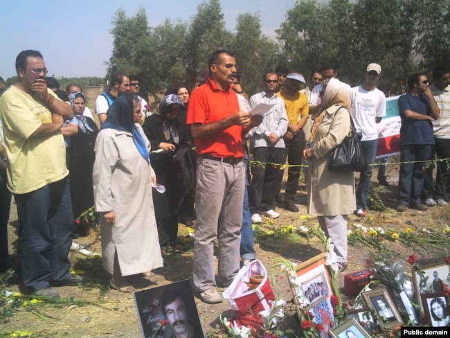 Victims' families attend a remembrance ceremony in Khavaran cemetery in Tehran.