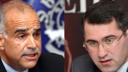 Heritage party founder Raffi Hovannisian (left) and the party's parliamentary leader Armen Martirosian (right). 