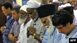 Muslims pray at the Dar Al-Hijrah Islamic Center in Falls Church, Virginia, in August.