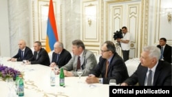 Armenia - Senior Lydian International executives at a meeting with Prime Minister Hovik Abrahamian, Yerevan, 21May2016.