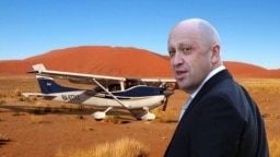 Евгений Пригожин в пустыне и самолет, коллаж