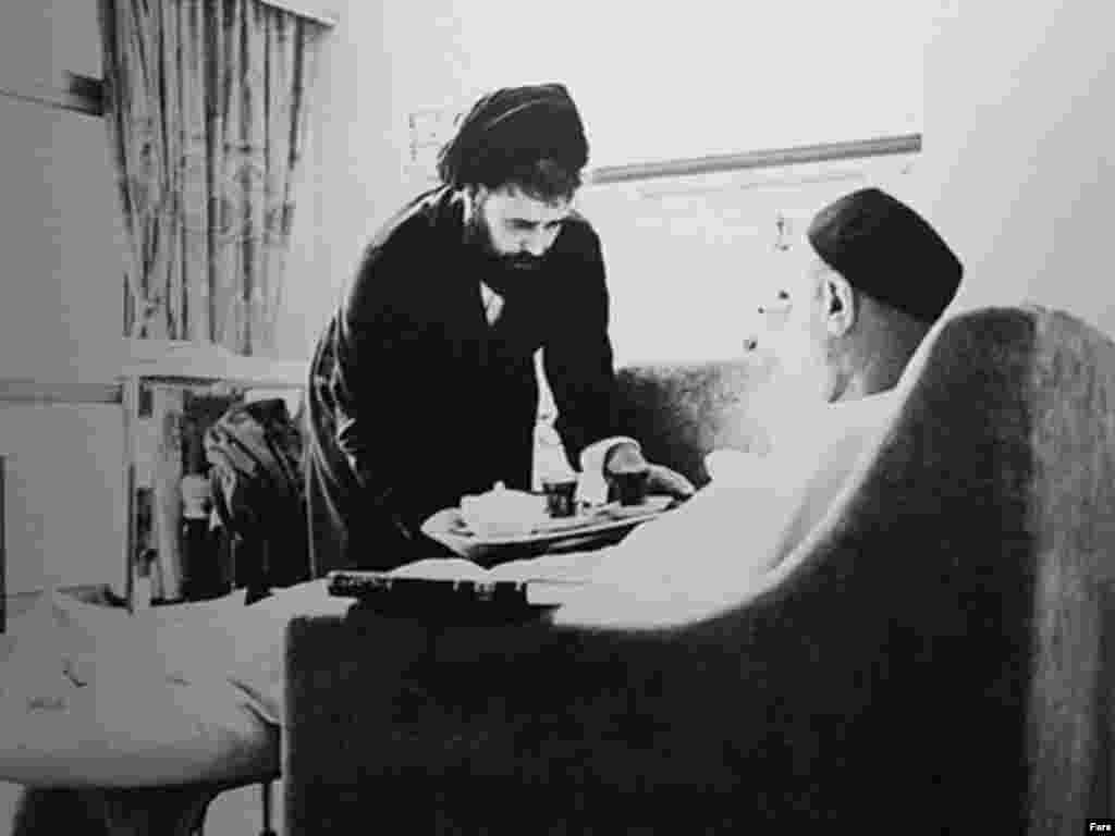 Ayatollah Ruhollah Khomeini and his son Seyed Ahmad Khomeini