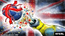 Brexit... Caricatură de artistul ucrainean Oleksi Kustovski.