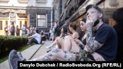 Tüntetés a marihuána legalizációjáért Kijevben, Ukrajnában, 2020. június 27-én.