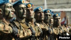 Armenia - Armenian special forces march during a military parade in Yerevan, 21Sep2011.