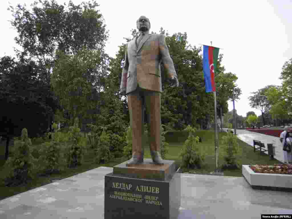 This statue of Heydar Aliyev was unveiled in Belgrade, Serbia, in June 2011.&nbsp; 