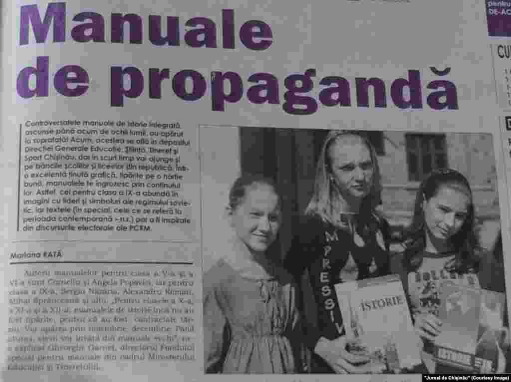 &quot;Jurnal de Chişinău&quot;, 8 septembrie 2006, introducerea cursului de istorie integrată