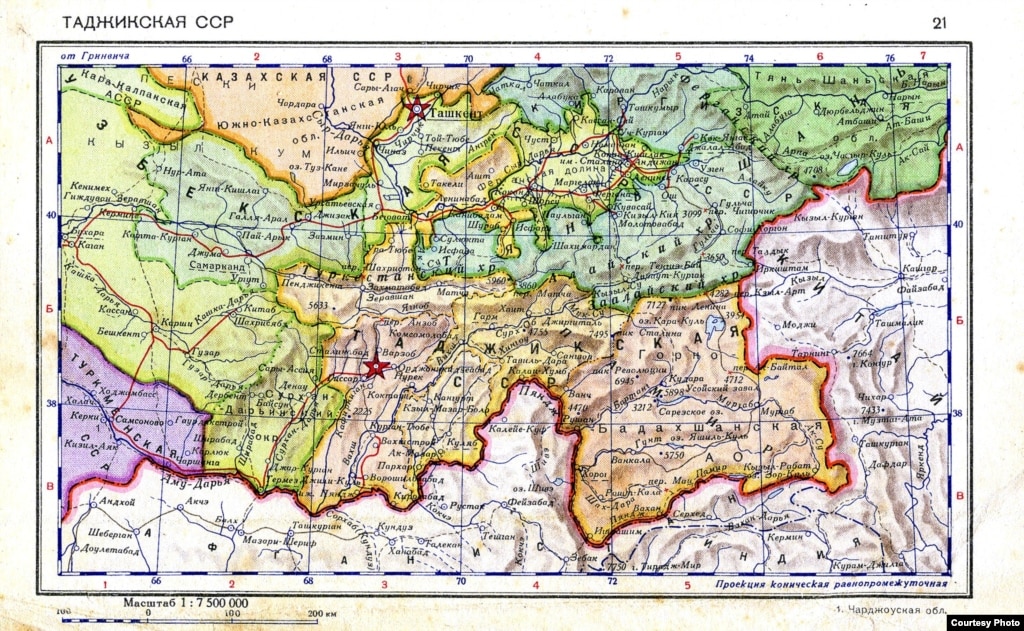 Фото Карта Таджикистана