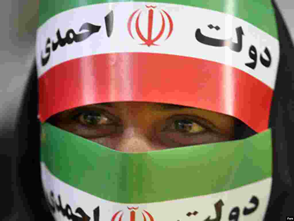 An Ahmadinejad supporter in Tehran on June 2
