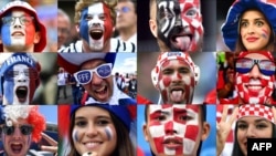 از راست: هواداران کرواسی و فرانسه