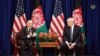 U.S. President Donald Trump with (L) Afghan President Mohammad Ashraf Ghani during a meeting in New York in 2017.