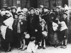 Група угорських євреїв після прибуття в Аушвіц. Літо 1944 року