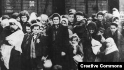Венгерские евреи, доставленные в лагерь смерти Освенцим летом 1944 года
