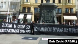 Aktivisti na centralnom zagrebačkom trgu podsjećaju na civilne žrtve "Oluje"