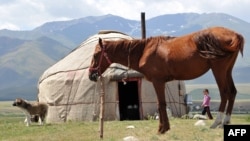 A settlement on Kyrgyzstan's Suu-Samyr plateau, along the ancient Silk Road from Bishkek to Osh