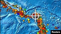 Место землетрясения в районе Соломоновых островов в феврале 2013 года