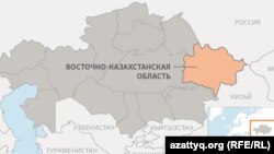 Восточно-Казахстанская область на карте Казахстана.