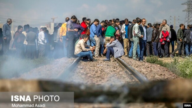 Hepco is a large metals manufacturing company in Arak, where privatization went wrong. Hepco workers blocking a main railroad in May 2018 to protest unpaid wages.