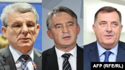 Bosniya prezidentliyinə namizədlər: Sefik Dzaferovic (solda), Zeljko Komsic (ortada) və Milorad Dodik (sağda)