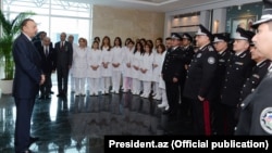 Prezident İlham Əliyev Milli Təhlükəsizlik Nazirliyinin hərbi hospitalının açılışında. 2012