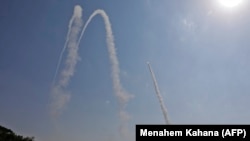 Israeli military launch a missile from the Iron Dome air defense system, designed to intercept and destroy incoming short-range rockets and artillery shells, from a position in the southern Israeli city of Ashkelon, May 29 2018