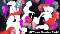 Фрагмент виставки «ООН-Жінки» про множинну дискримінацію жінок в Україні» (автор ілюстрації: Дана Рвана)