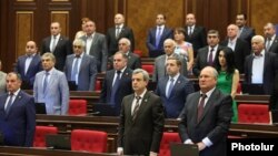 Armenia - Deputies from the ruling Republican Party of Armenia at a parliament session in Yerevan 9Jun2014.