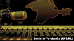 Ukraine, Kyiv- Radio Crimea Reality, Crimea.Realii, microphone, column, mixer