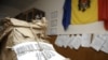 A bag of ballots at a polling station in Chisinau on April 15