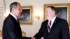 Sergei Lavrov (left) meets with Mike Pompeo in Helsinki on July 16.