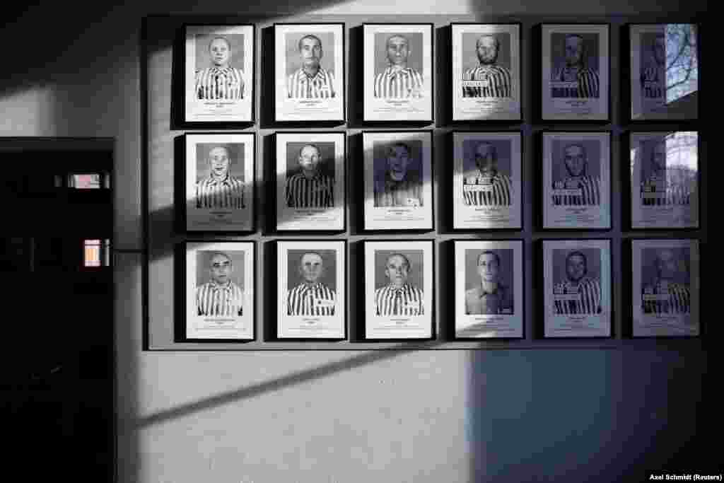 Pictures of prisoners are displayed in the former Nazi German Auschwitz concentration camp complex in Oswiecim, Poland, January 15, 2020.