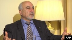 Head of the Union for National Self-Determination, Paruyr Hayrikian, speaks during his interview in Yerevan, Jan2013