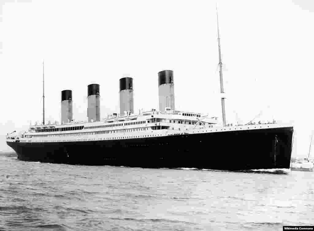 The &quot;Titanic&quot; departing Southampton on the southern coast of England on April 10, 1912.