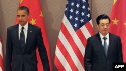 Лідэры ЗША і Кітаю Барак Абама і Ху Дзінтао на саміце ў Сэўле.