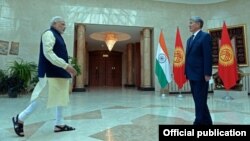 Indian Prime Minister Narendra Modi and the President of Kyrgyzstan Almazbek Atambayev. July 12, 2015