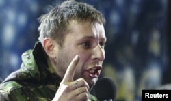 Vladimir Parasiuk, adresîndu-se protestatarilor de pe Maidan, 21 februarie 2014