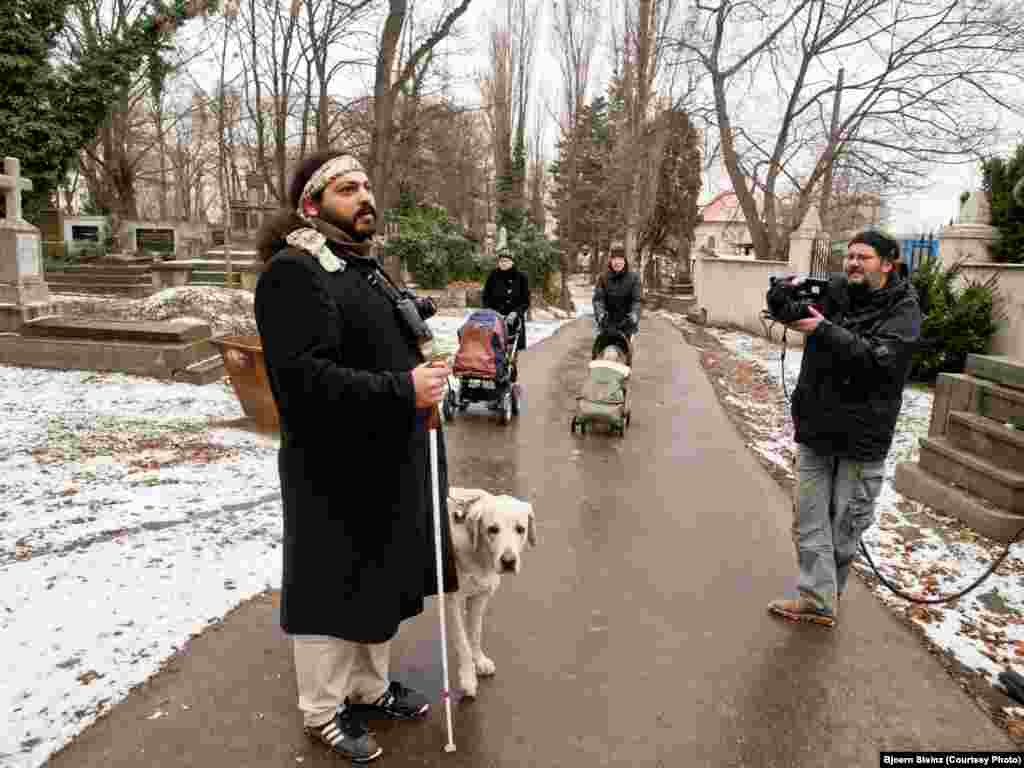 A Czech Television crew films Bihari in Prague in 2009.