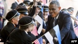 Президент США Барак Обама в одной из эстонских школ. Таллин, 3 сентября 2014 года.