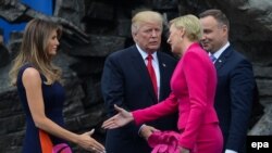 Дональд и Мелания Трамп, Анджей и Агата Дуда, Варшава, 6 июля 2017 года