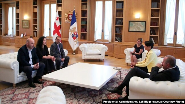Лейла Мустафаева на встрече с президентном Грузии
