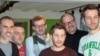 Cedric Cauderlier (second from left) and friends grow beards "for Belgium."